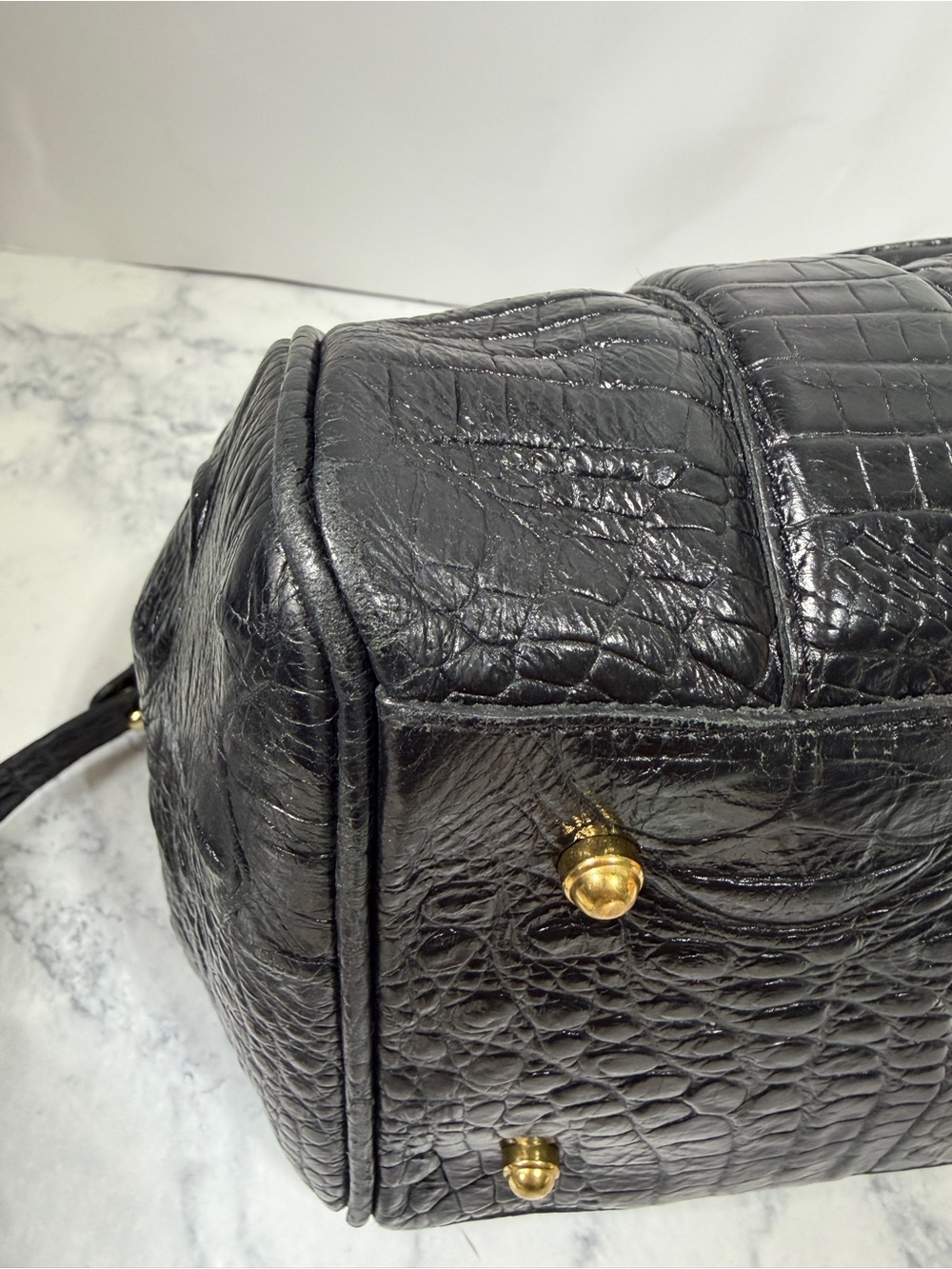 Brahmin Louise Rose Black Croc Embossed Leather Satchel crossbody bag purse - Picture 9 of 9
